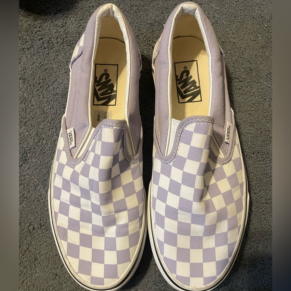 Vans, women's 8.5 lavender and white checkers